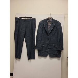 Tessori‎ Milano Italy Mens Suit 43L Two Piece Plaid Blazer Pants Italy Designer